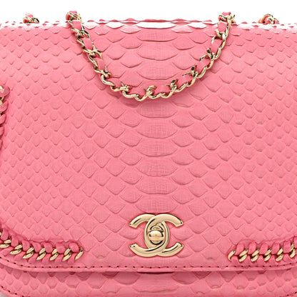 Chanel Snakeskin Small Braided Chic Flap Pink 8 of 11