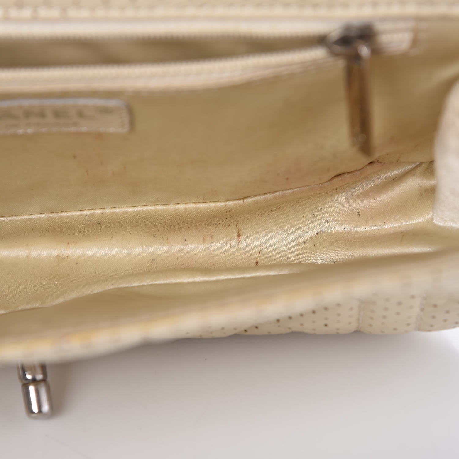 Chanel Aged Calfskin Perforated Small Flap Beige Clair 9 of 15