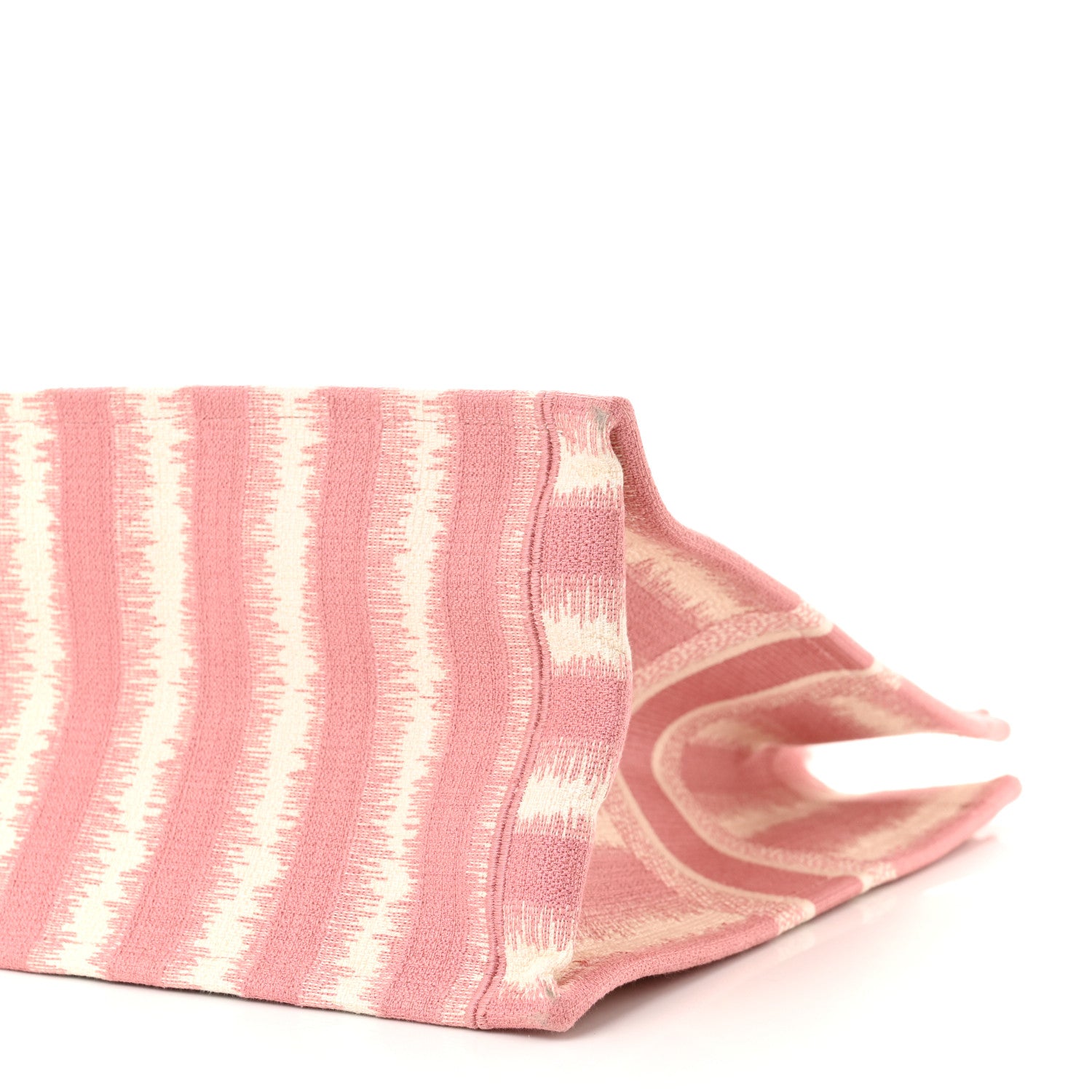 Christian Dior Canvas Embroidered Large Striped Book Tote Pink 10 of 12