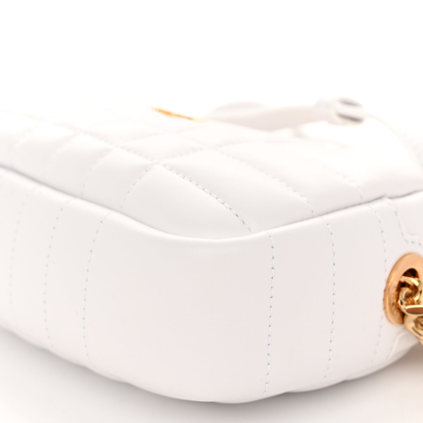 Lambskin Quilted Mini Lola Camera Bag White