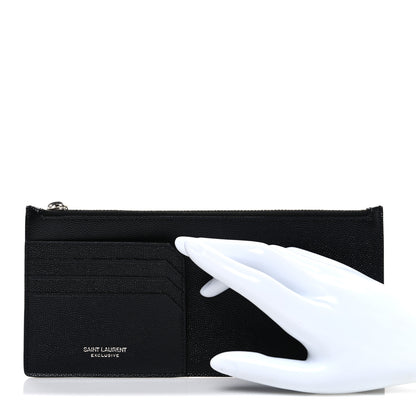 Saint Laurent Grained Calfskin Zip Pouch Tech Card Holder Black 2 of 7