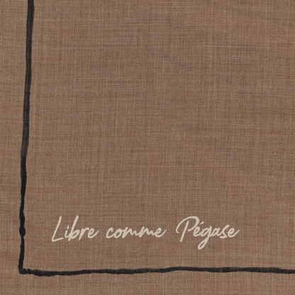 Hermes Cashmere Silk Libre Comme Pegase Shawl 140 Caramel Creme Black 4 of 4