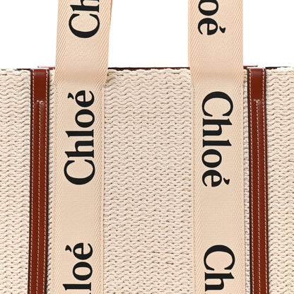 Chloe Cotton Calfskin Medium Woody Ribbon Fringe Tote Sepia Brown 8 of 10