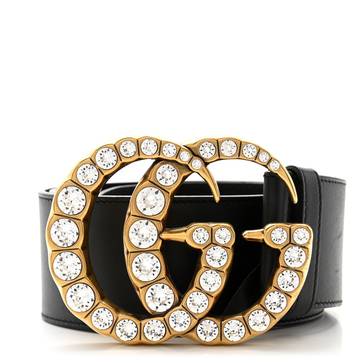 Gucci Calfskin Crystal Double G 55mm Belt 80 32 Black 1 of 6