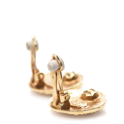 Chanel CC Button Clip On Earrings Gold 3 of 5