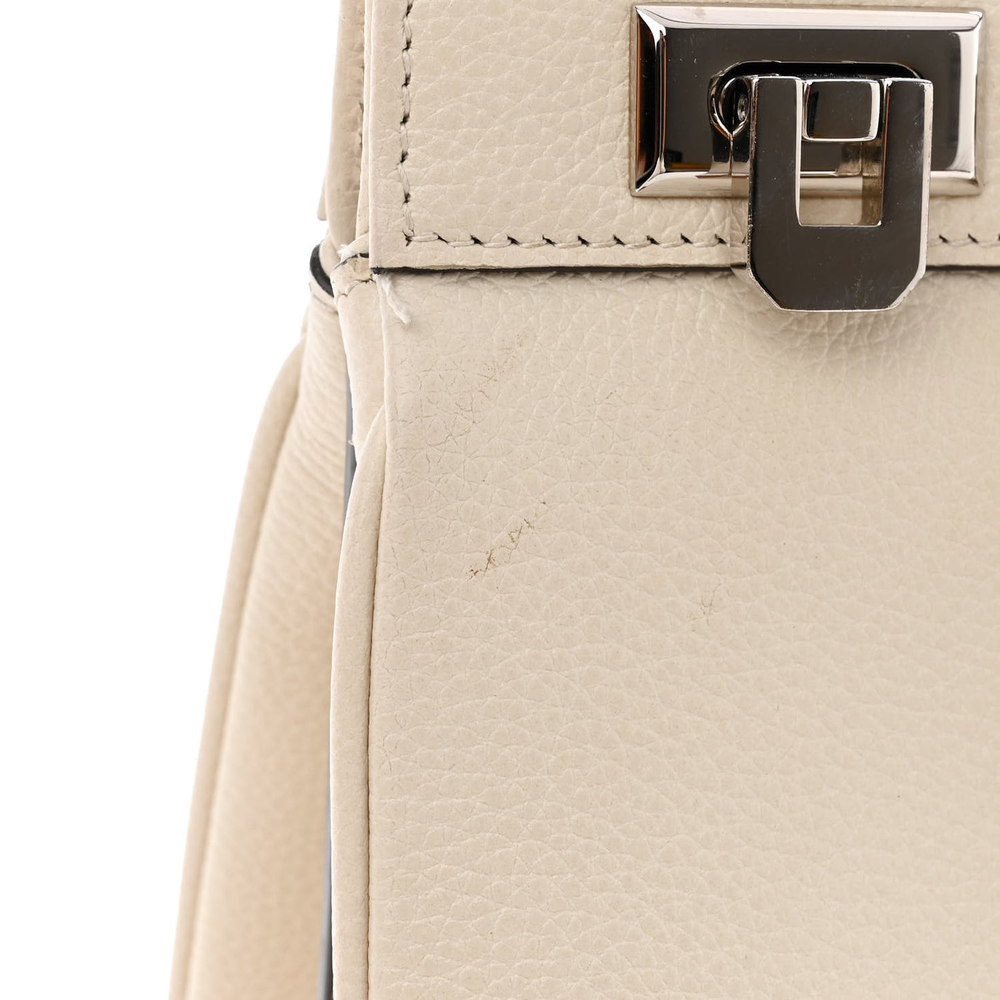 Grainy Calfskin Medium Zumi Top Handle Bag Mystic White