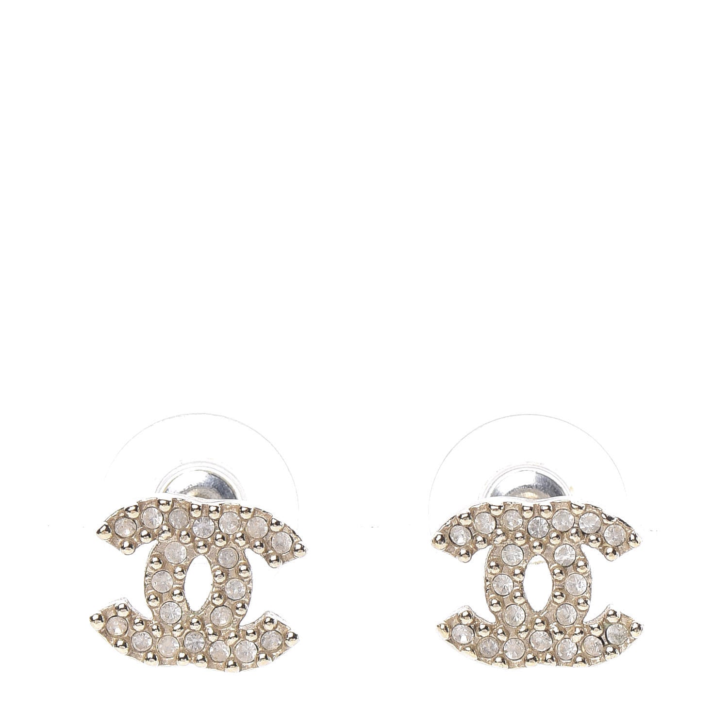 Chanel Crystal CC Earrings Gold 1 of 5