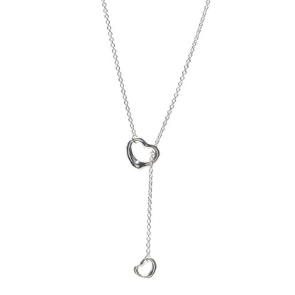 Tiffany Sterling Silver Elsa Peretti Open Heart Lariat Necklace 1 of 6