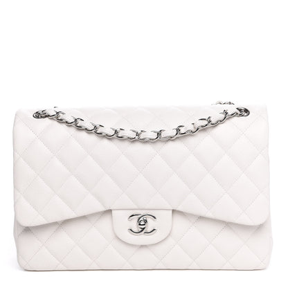 Chanel Caviar Quilted Jumbo Double Flap White 1 of 9