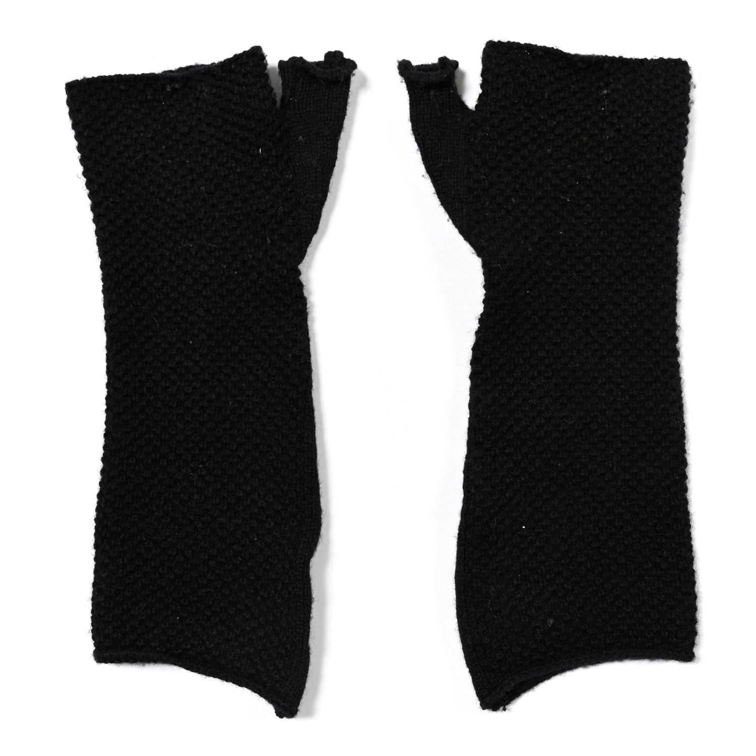 Chanel Wool Cashmere Knit Fingerless Gloves Black 2 of 3