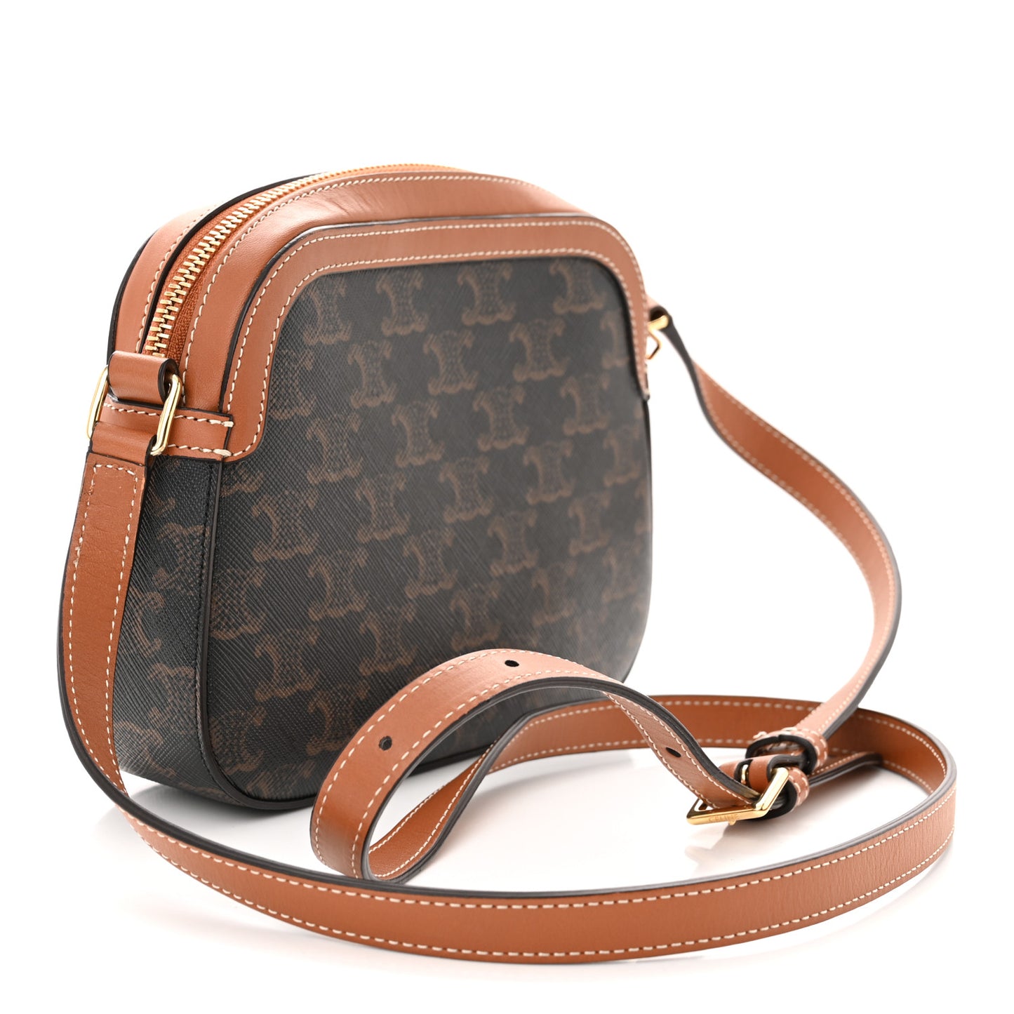 Triomphe Canvas Small Camera Bag Tan