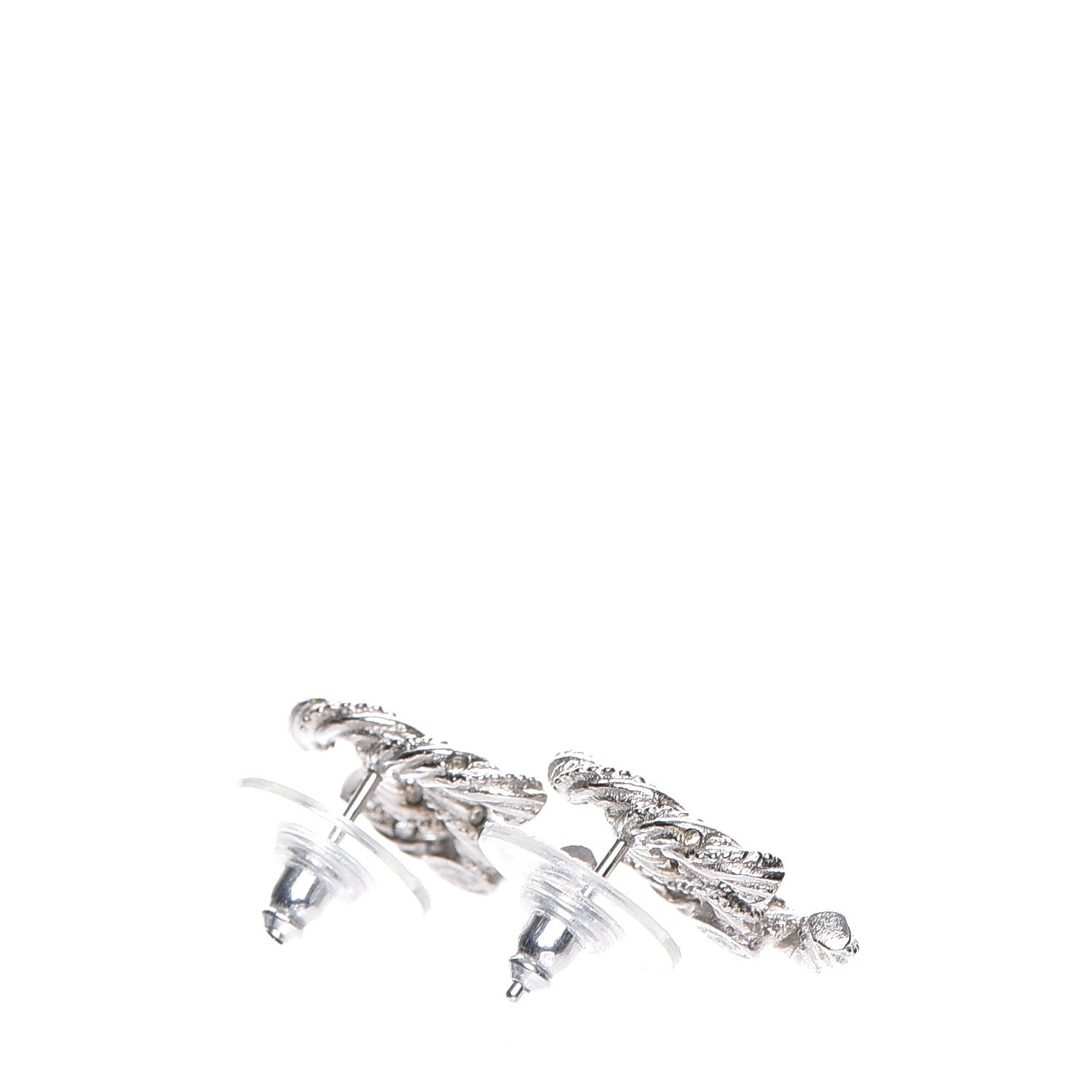 Chanel Crystal CC Twisted Earrings Silver 4 of 6