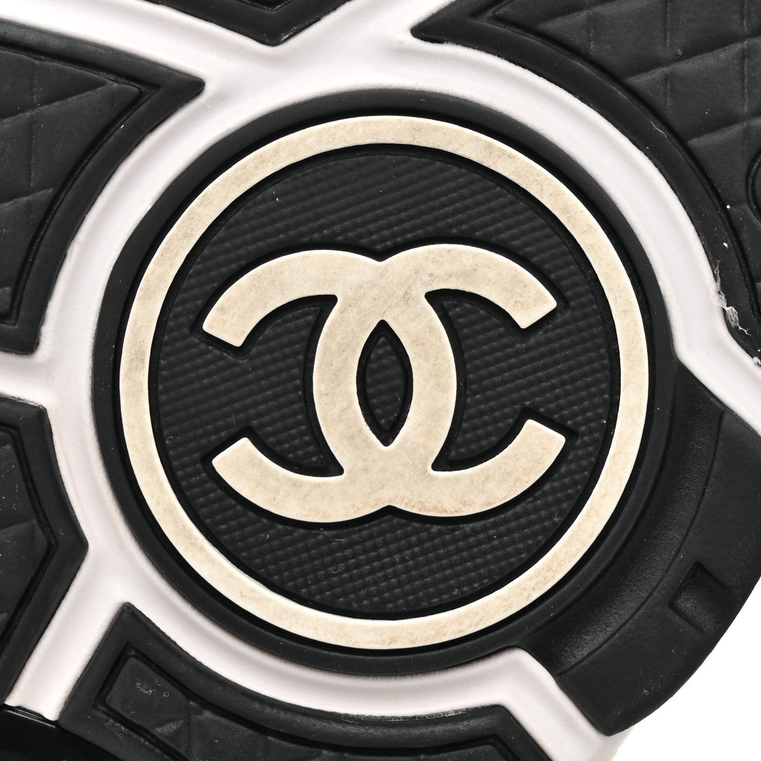 Chanel Mesh Suede Calfskin Grained Calfskin Womens CC Sneakers 37 White Black 6 of 11