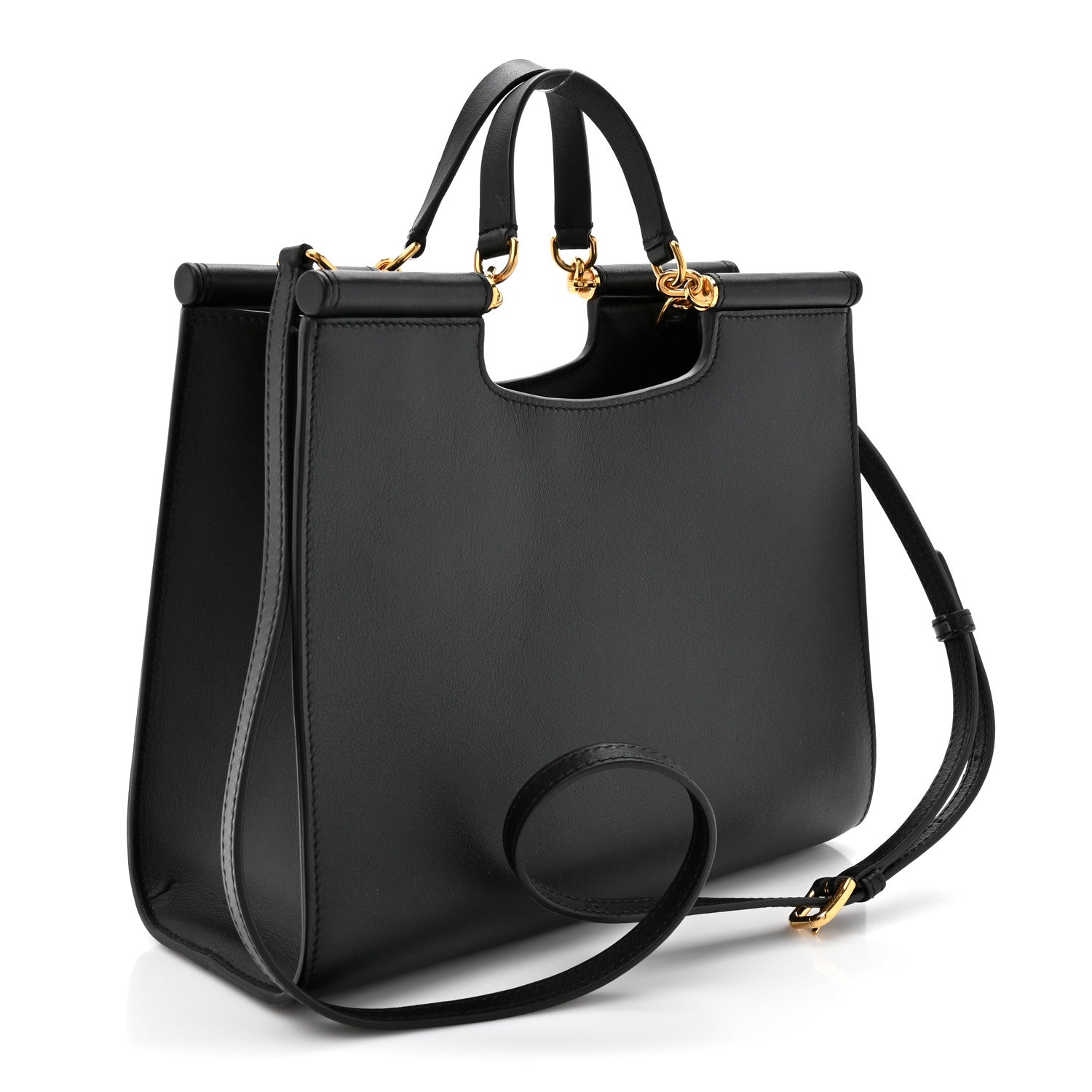 Dolce & Gabbana Calfskin Small Sicily Shopper Bag Black 3 of 14