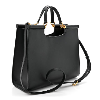 Dolce & Gabbana Calfskin Small Sicily Shopper Bag Black 3 of 14