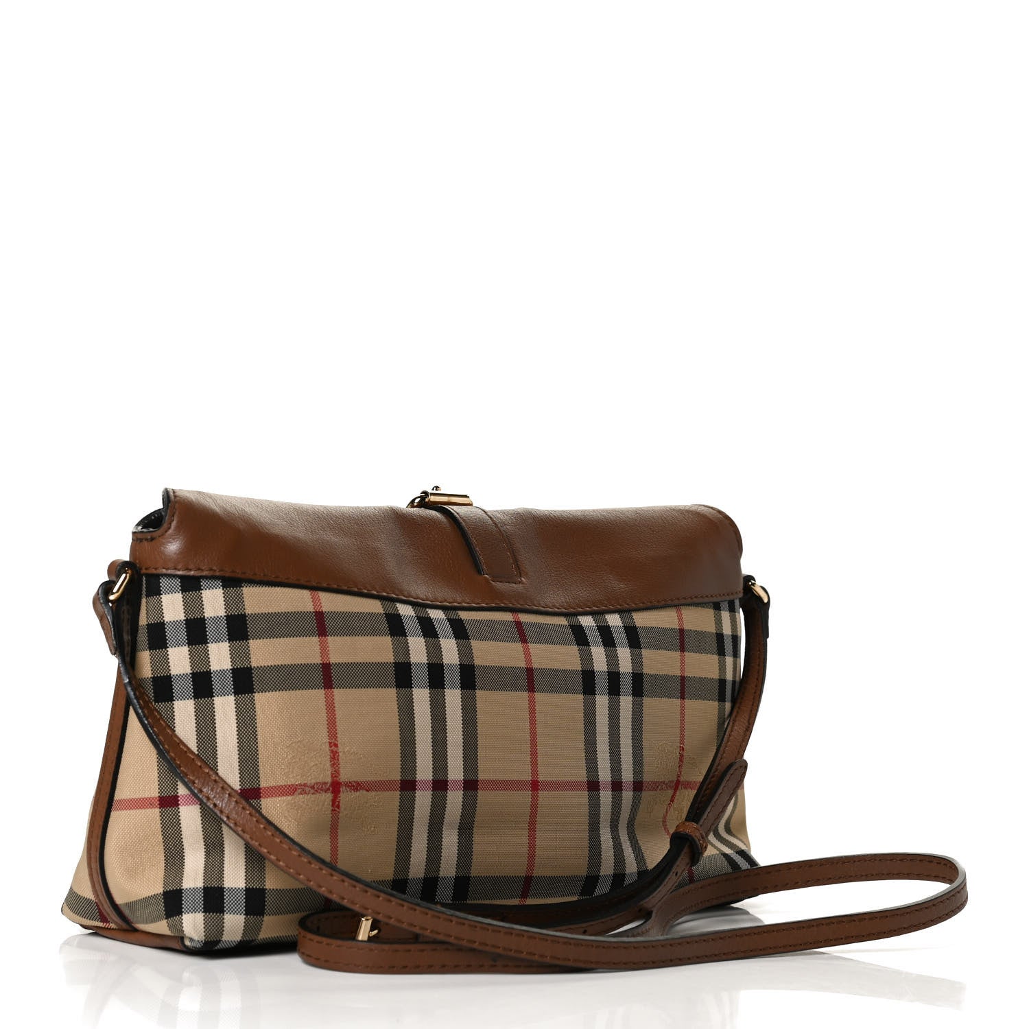 Burberry Horseferry Check Small Leah Crossbody Clutch Brown 3 of 14