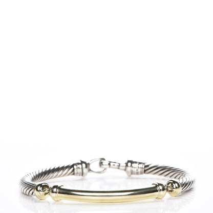 David Yurman Sterling Silver 14K Yellow Gold 5mm Metro Cable Bracelet 1 of 6