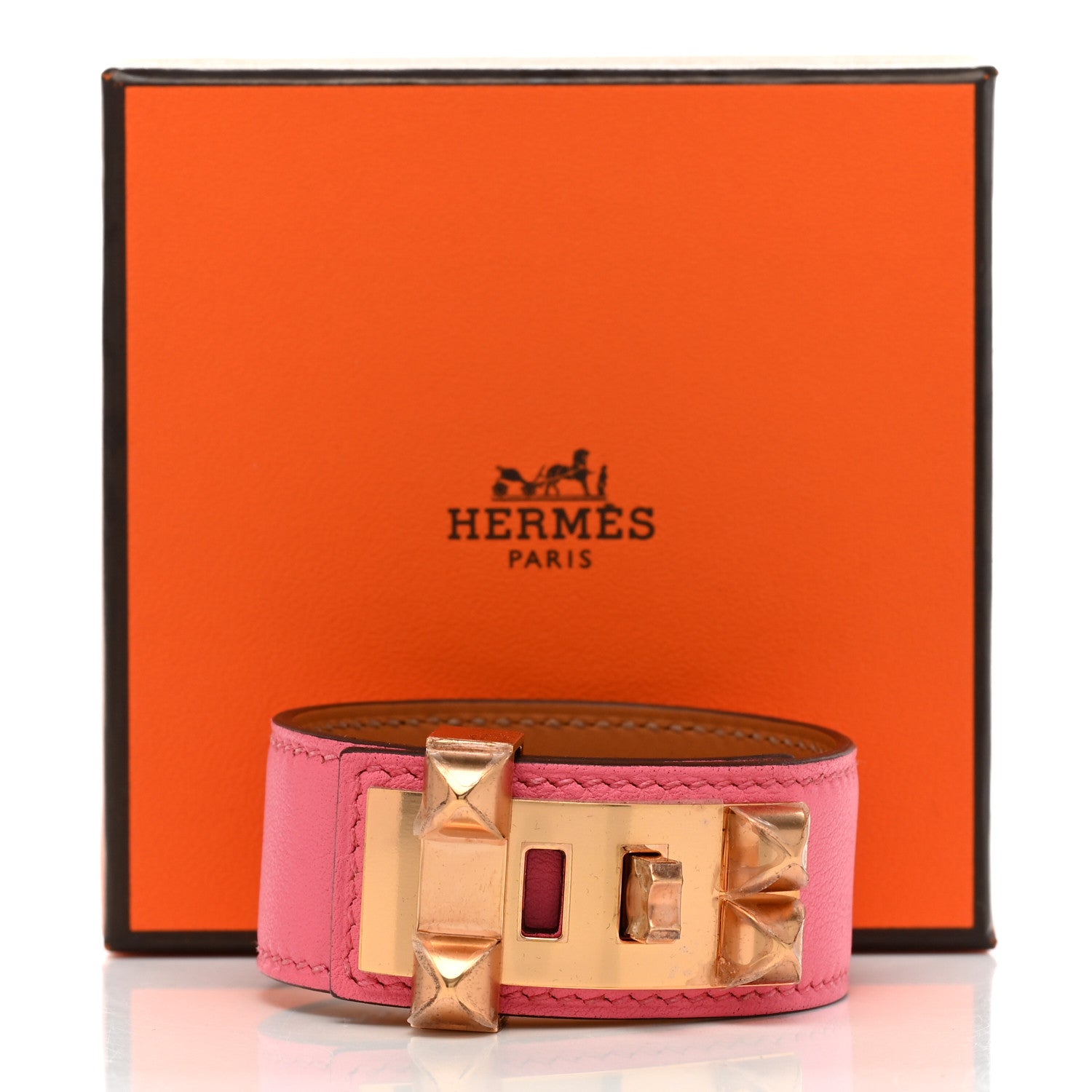 Hermes Swift Collier de Chien CDC 24 Bracelet T2 Rose Azalee 6 of 6