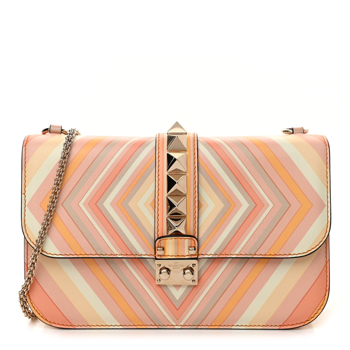 Vitello Native Couture 1975 Medium Glam Lock Rockstud Flap Mandarin Sorbet