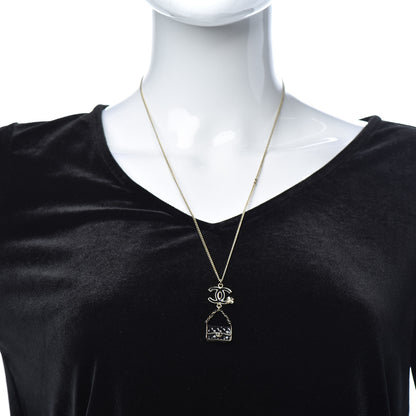 Chanel Enamel Charming Chic Classic Flap CC Charm Necklace Black 2 of 5