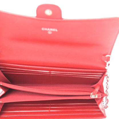Chanel Lizard Wallet On Chain WOC Red 4 of 13