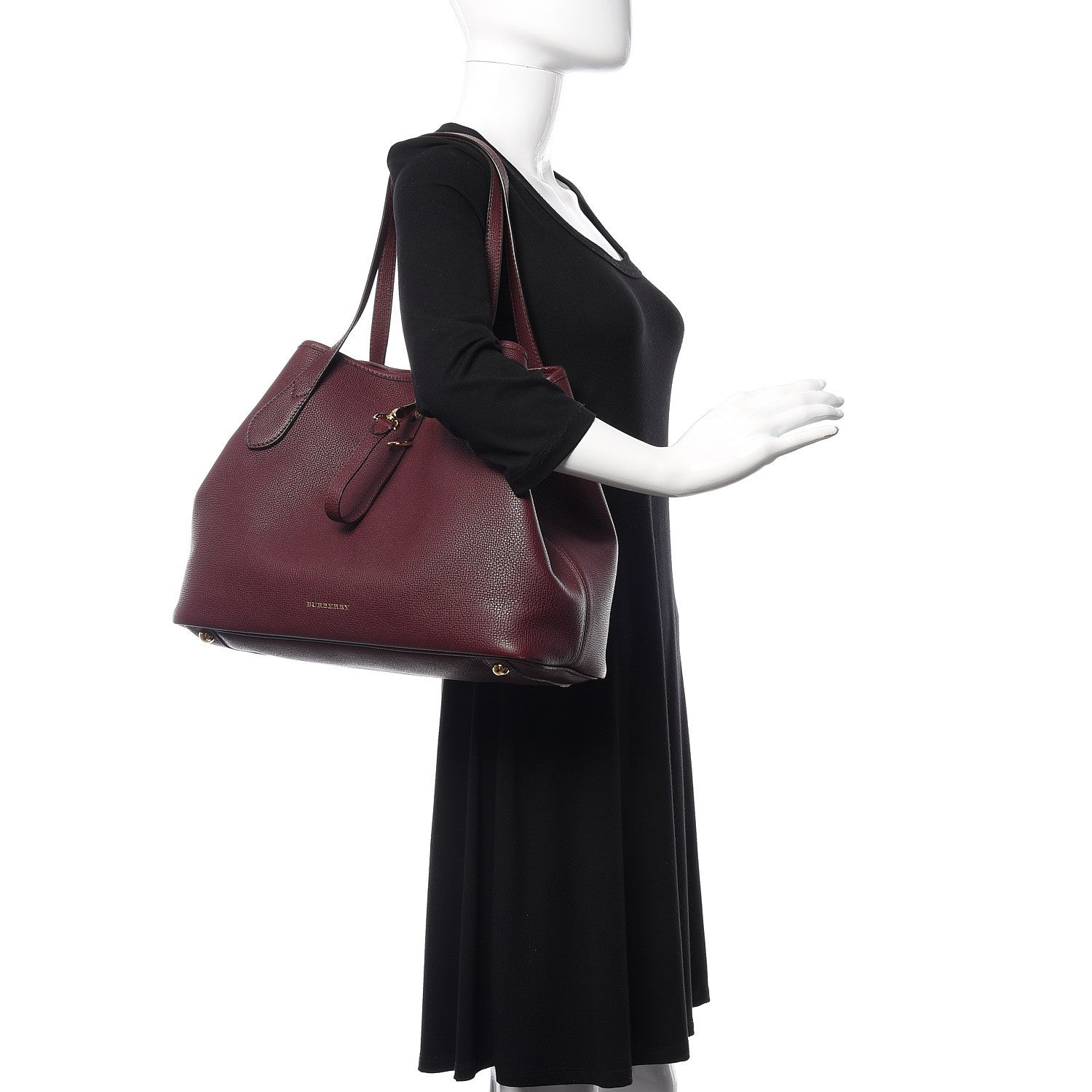 Burberry Grainy Calfskin Medium Honeybrook Tote Dark Plum 2 of 11