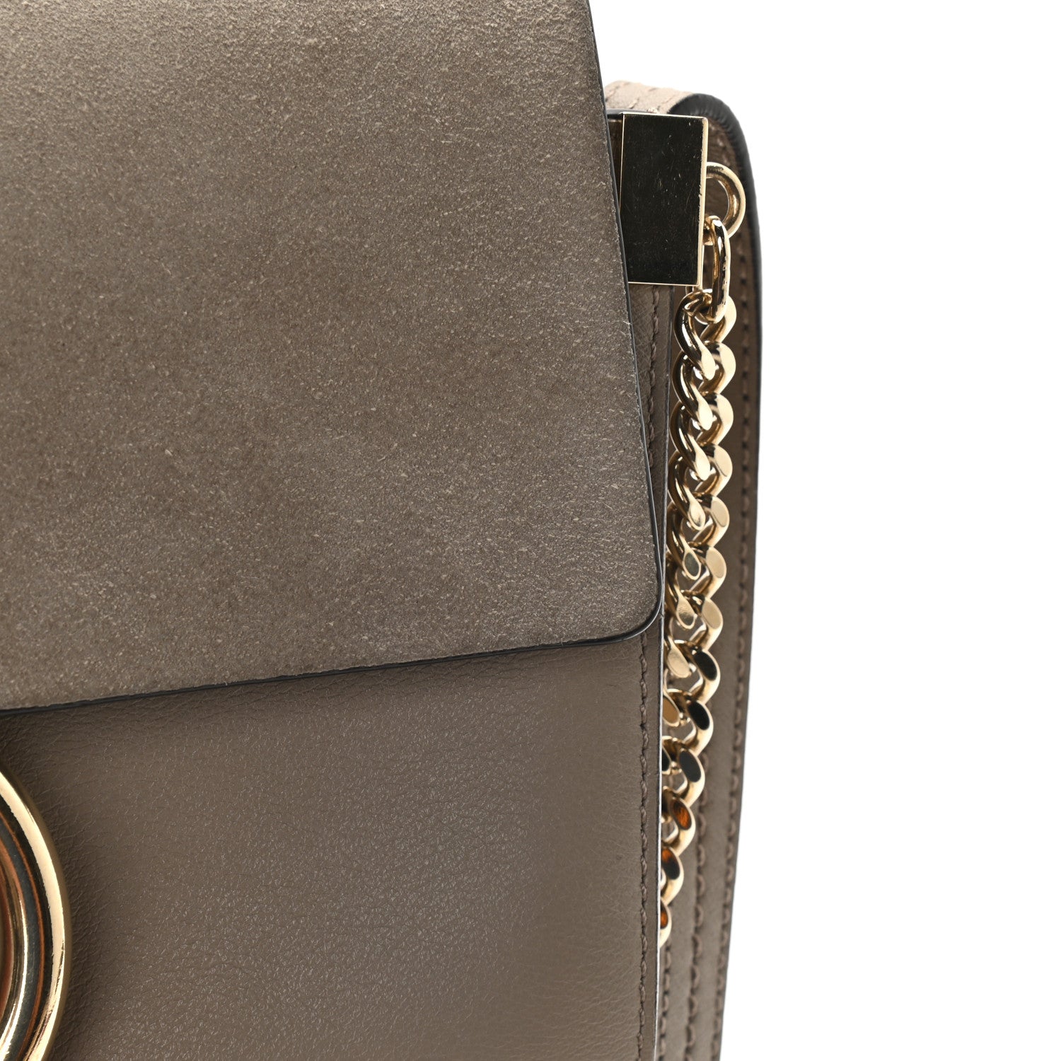 Chloe Suede Calfskin Small Faye Shoulder Bag Motty Grey 13 of 14