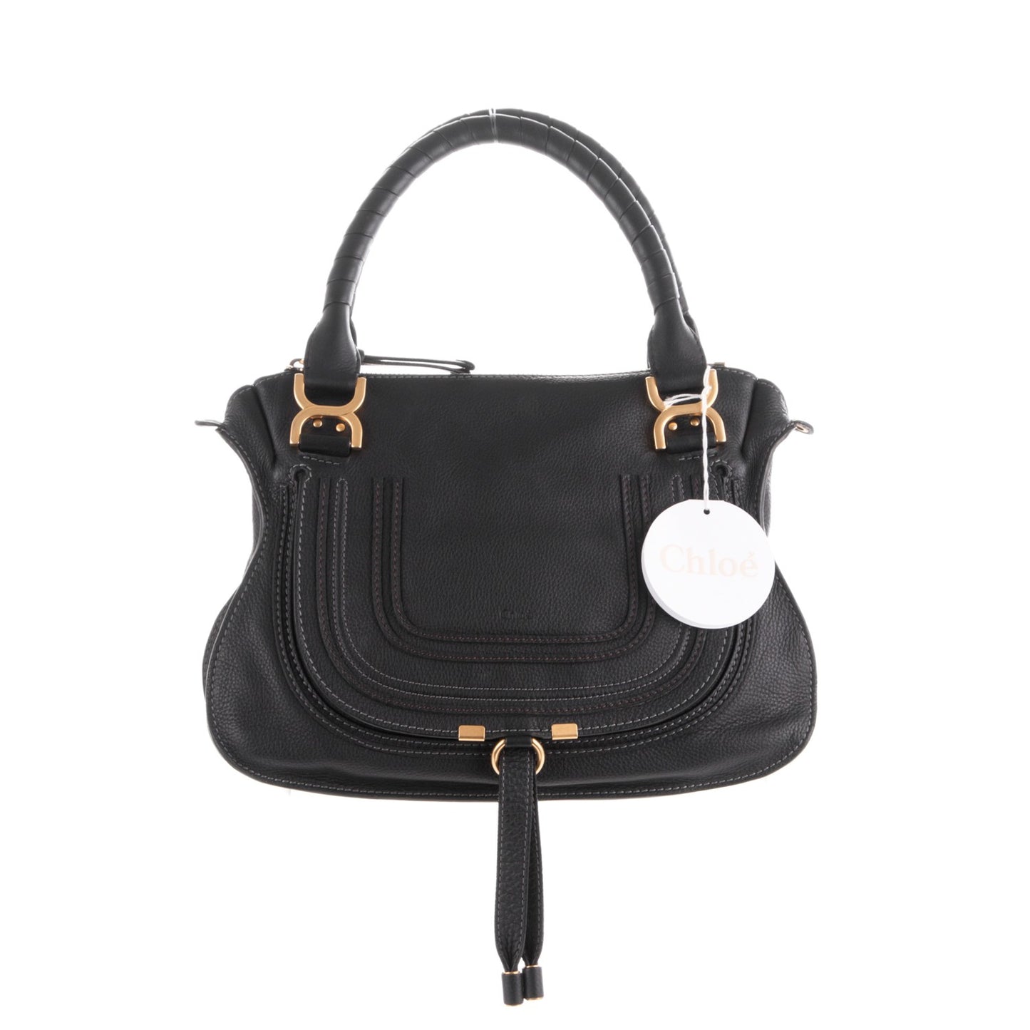Calfskin Medium Marcie Satchel Black