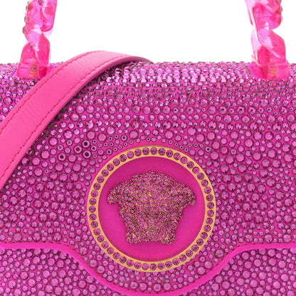 Versace Satin Crystal Studded Mini La Medusa Bag Fuxia 8 of 13