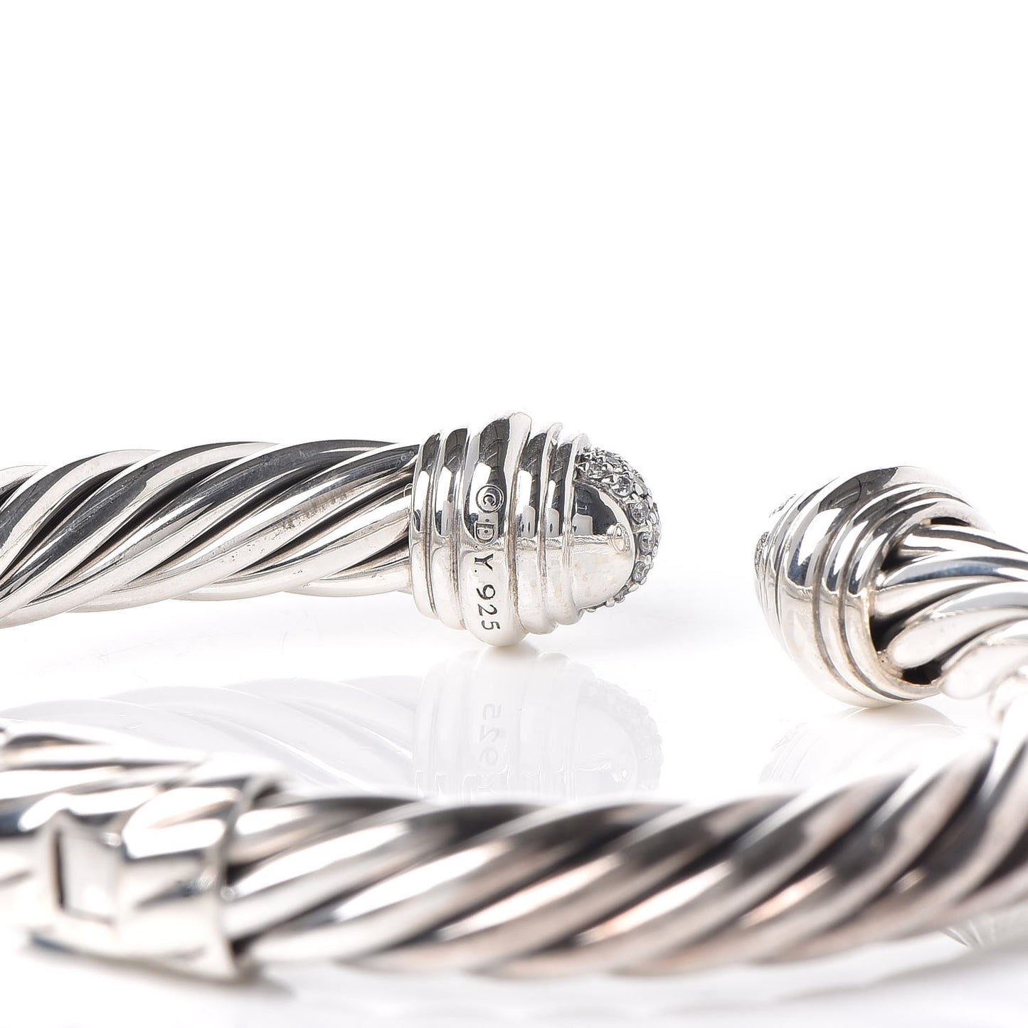 Sterling Silver Diamond 8.5mm Cable Classics Bracelet