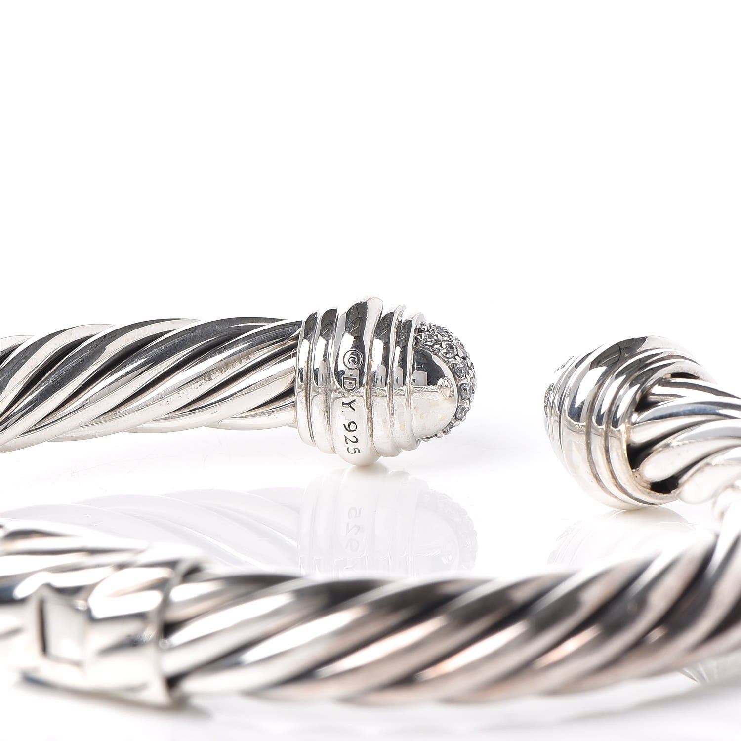 David Yurman Sterling Silver Diamond 8.5mm Cable Classics Bracelet 4 of 5