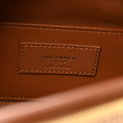 Saint Laurent Raffia Calfskin Round Camera Bag Golden Ecru Brick 6 of 9