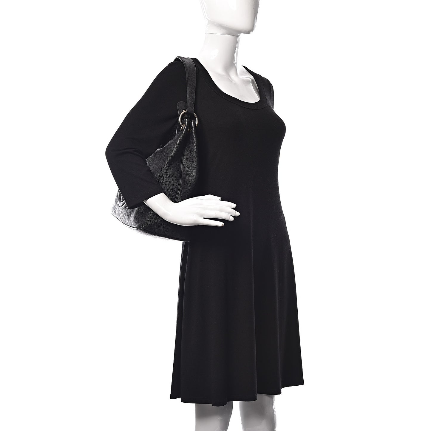 Pebbled Calfskin Large Soho Hobo Black