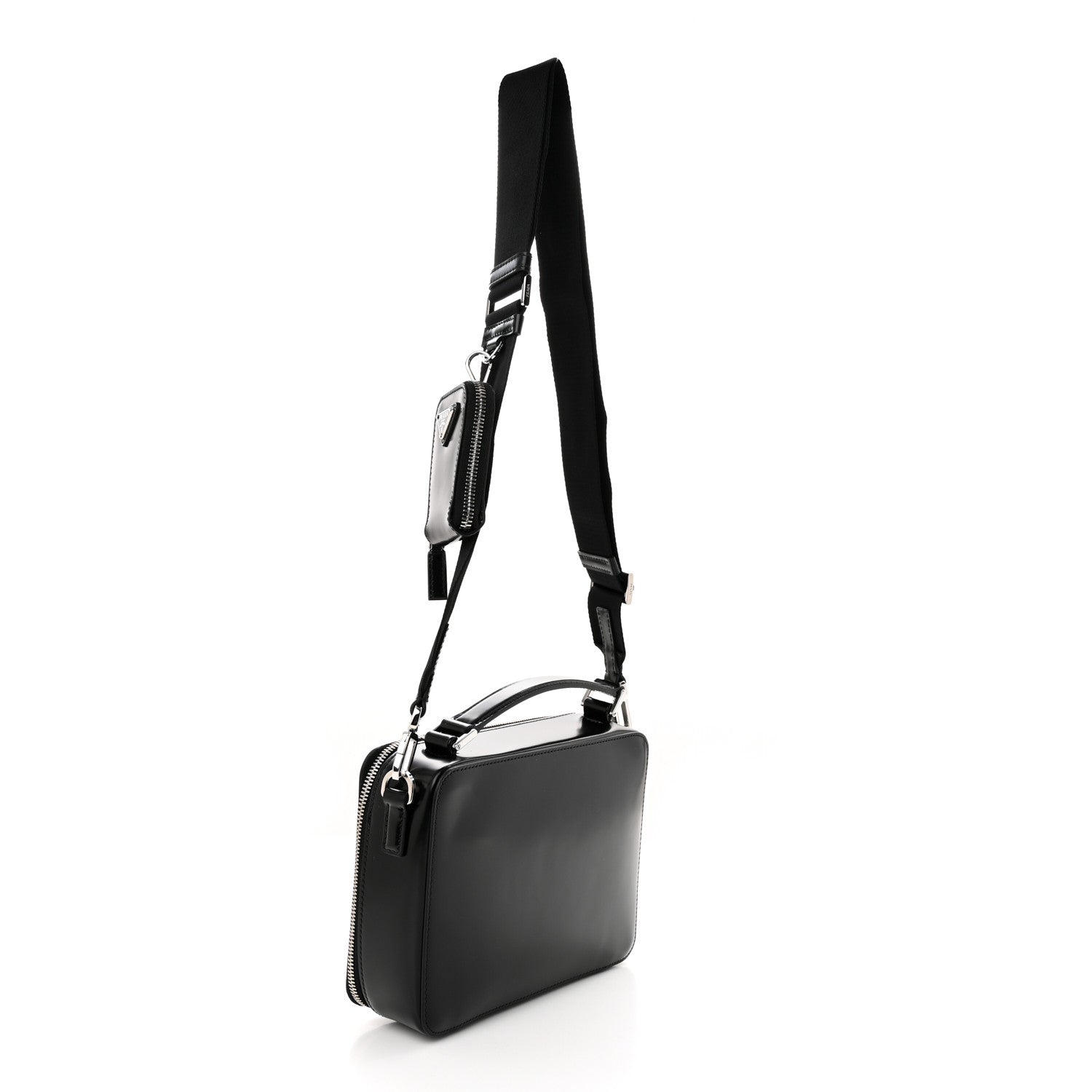 Prada Spazzolato Medium Brique Crossbody Bag Black 3 of 10