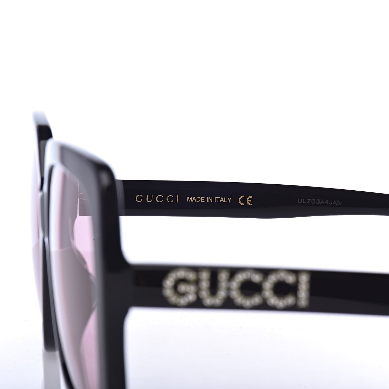 Gucci Crystal Square Frame GG Sunglasses GG0418S Black Pink 5 of 8