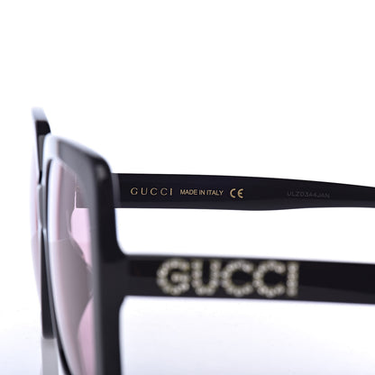 Gucci Crystal Square Frame GG Sunglasses GG0418S Black Pink 5 of 8