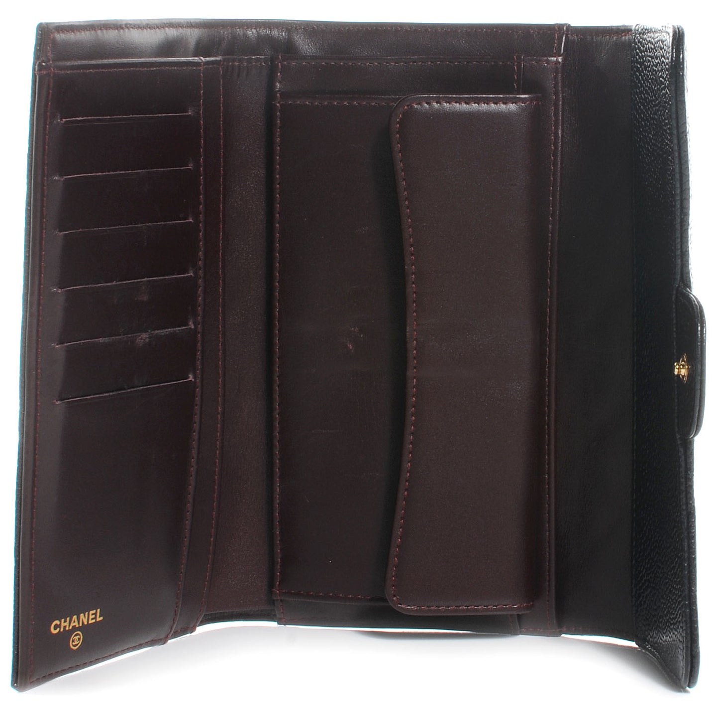 Caviar Quilted Large Flap Wallet Black