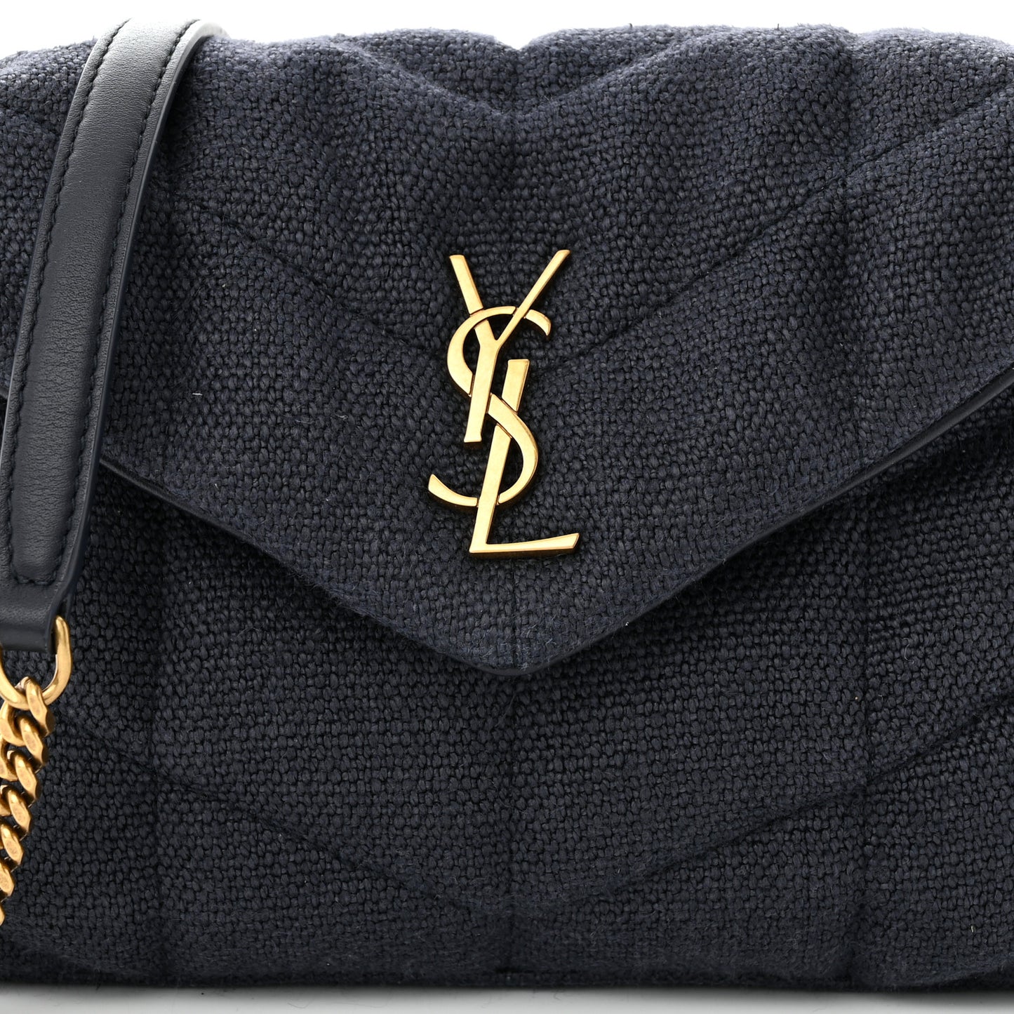 Canvas Quilted Toy Loulou Puffer Monogram Chain Satchel Deep Marine