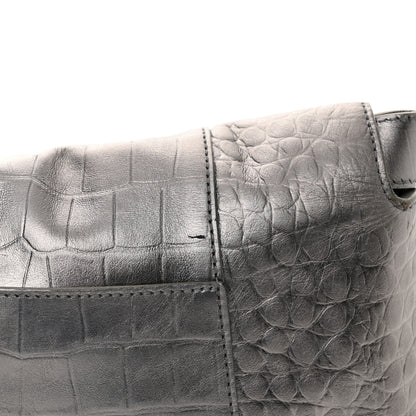 Balenciaga Metallic Calfskin Crocodile Embossed XS Downtown Shoulder Bag Silver 15 of 15