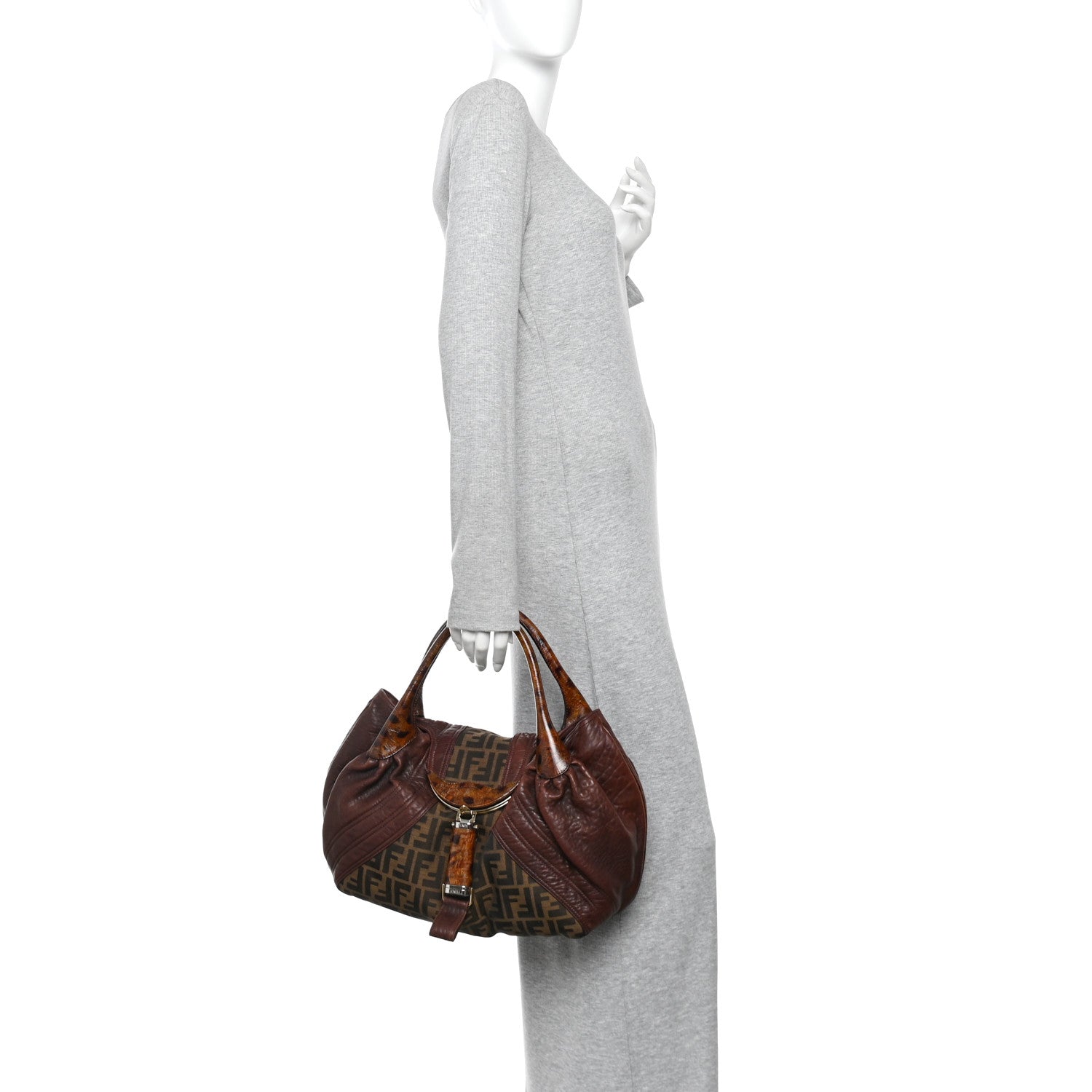 Fendi Zucca Nappa Nuvolata Vitello Tortuga Spy Tobacco Moro