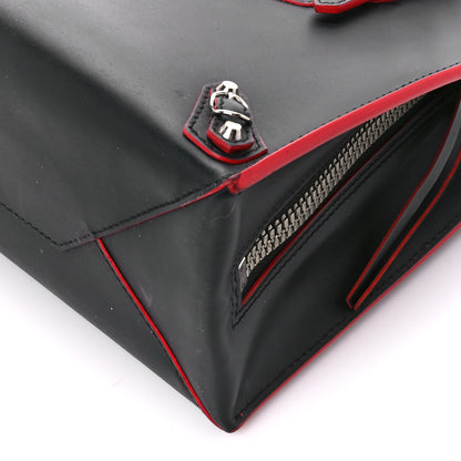 Balenciaga Rubberized Calfskin Papier Mini A4 Zip Around Tote Black Red 11 of 11