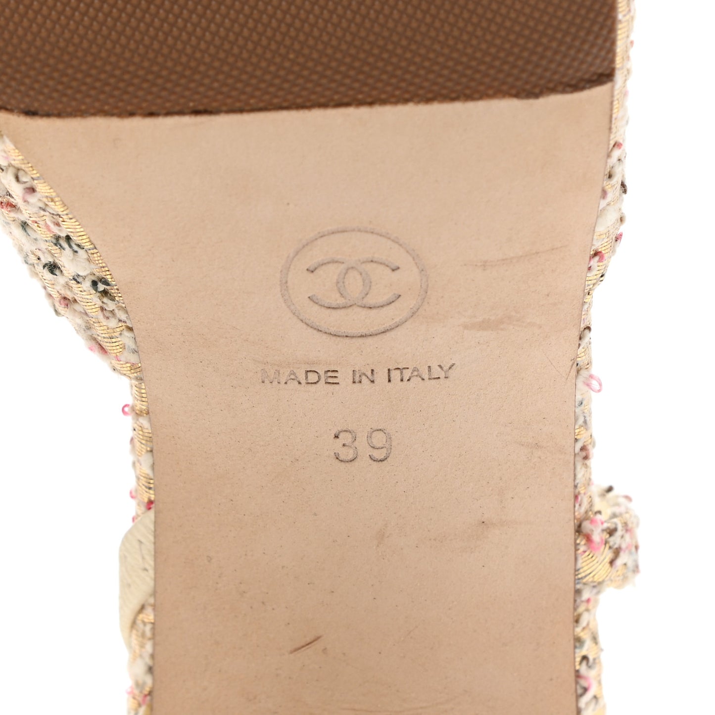 Tweed Cap Toe CC Slingback Pumps 39 Pink White