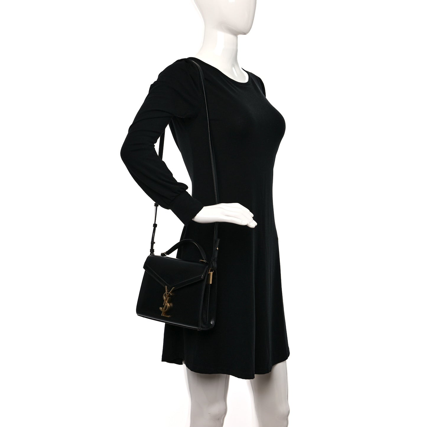 Calfskin Mini Classic Monogram Cassandra Top Handle Black