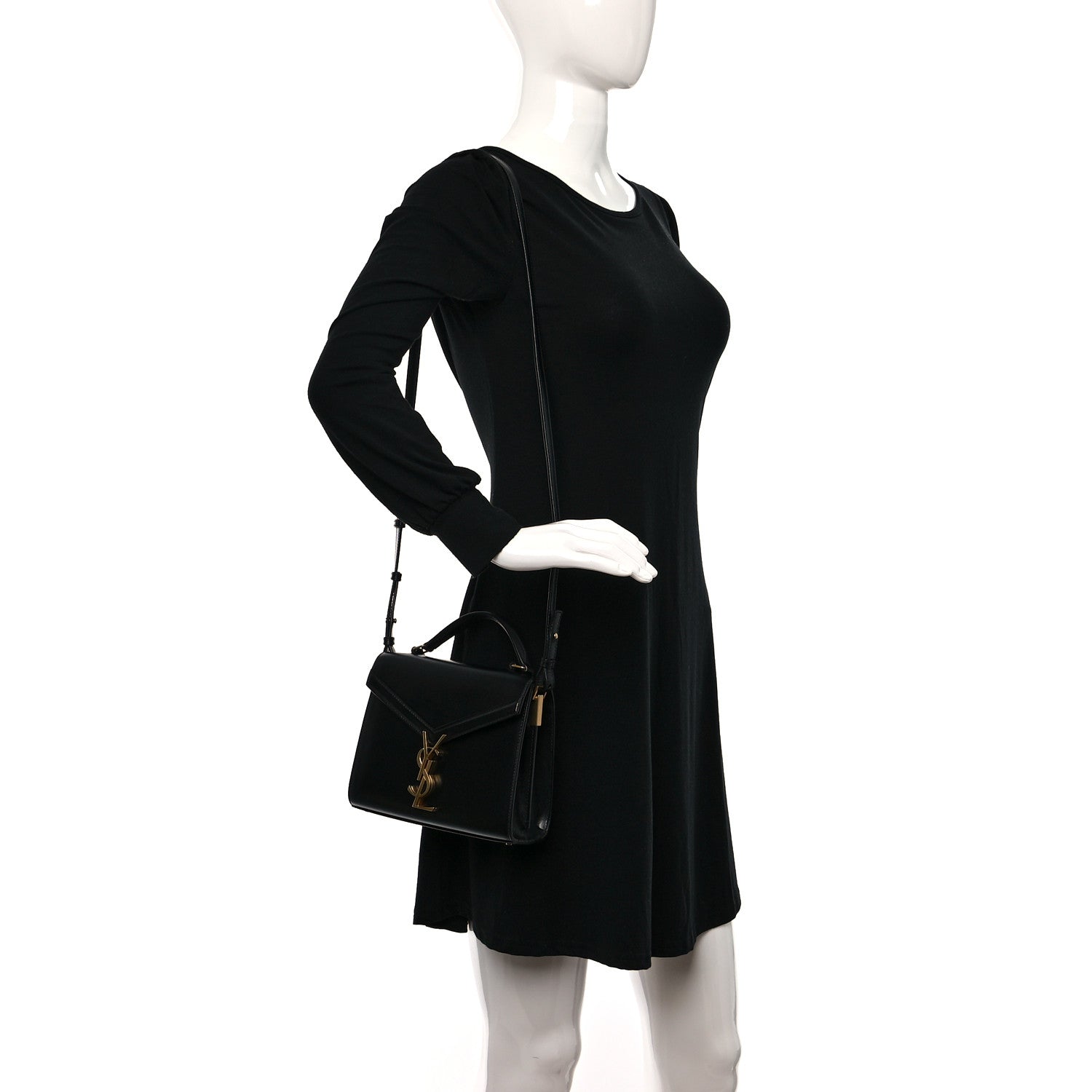 Saint Laurent Calfskin Mini Classic Monogram Cassandra Top Handle Black 2 of 11
