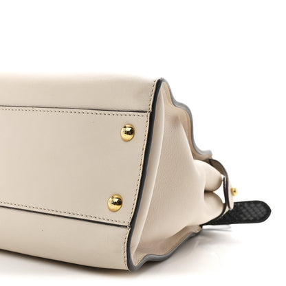 Fendi Vitello Seta Snakeskin Monster Eyes Medium Peekaboo Iconic Satchel  Amido Sand Black 30 of 57