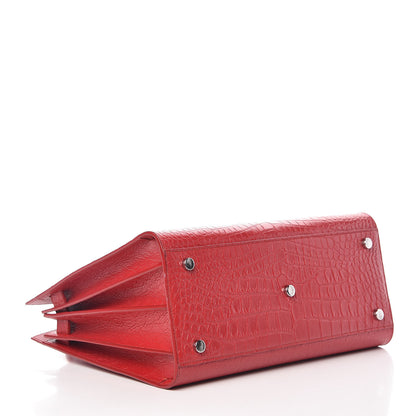 Saint Laurent Calfskin Crocodile Embossed Small Sac De Jour Eros Red 5 of 14