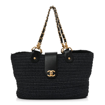 Chanel Straw Raffia Tote Black 1 of 11