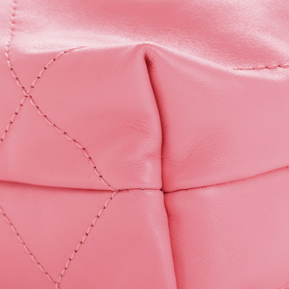Chanel Shiny Calfskin Quilted Rainbow Metal Mini Chanel 22 Coral Pink 10 of 11