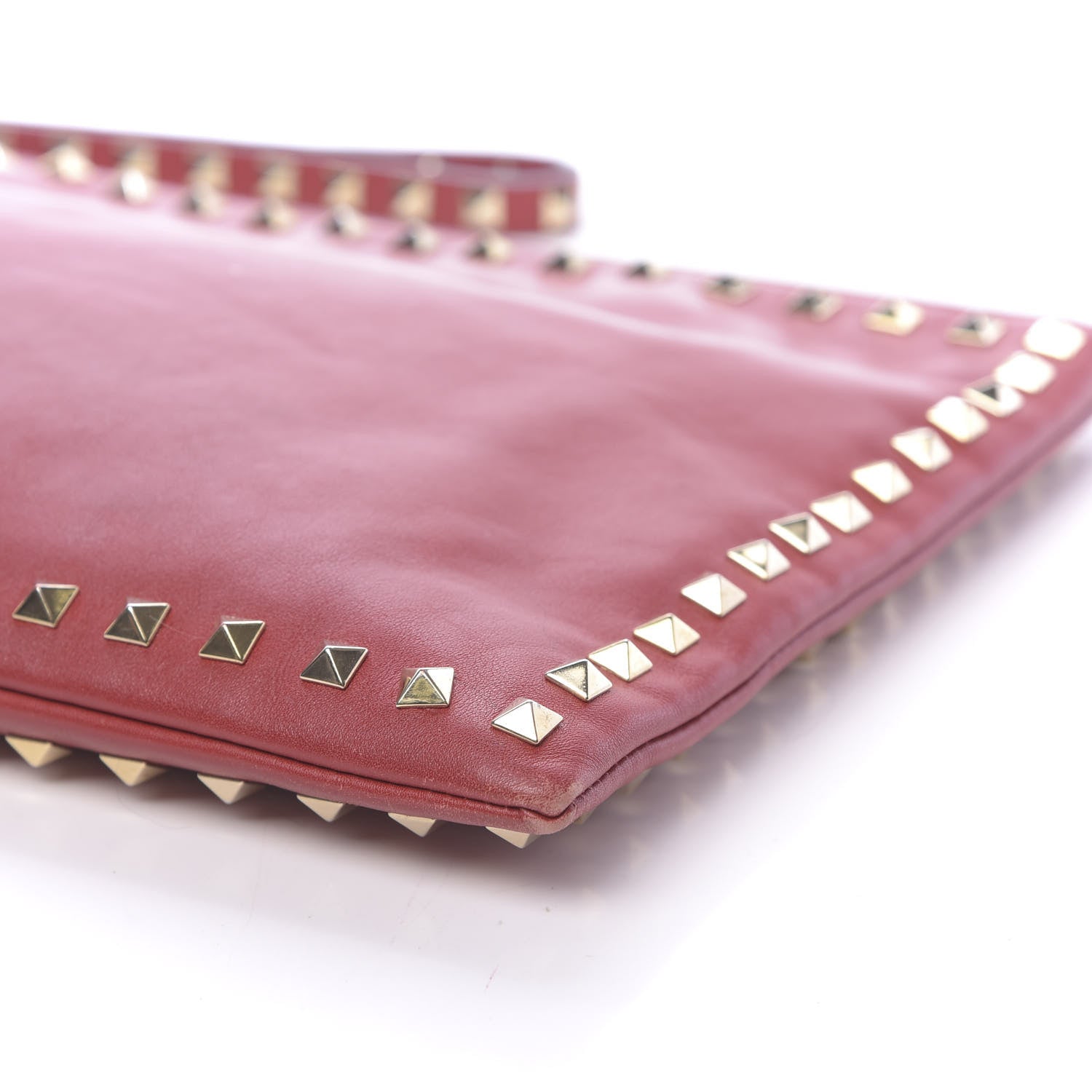 Valentino Garavani Vitello Large Rockstud Zip Wristlet Pouch Rosso Valentino 8 of 15