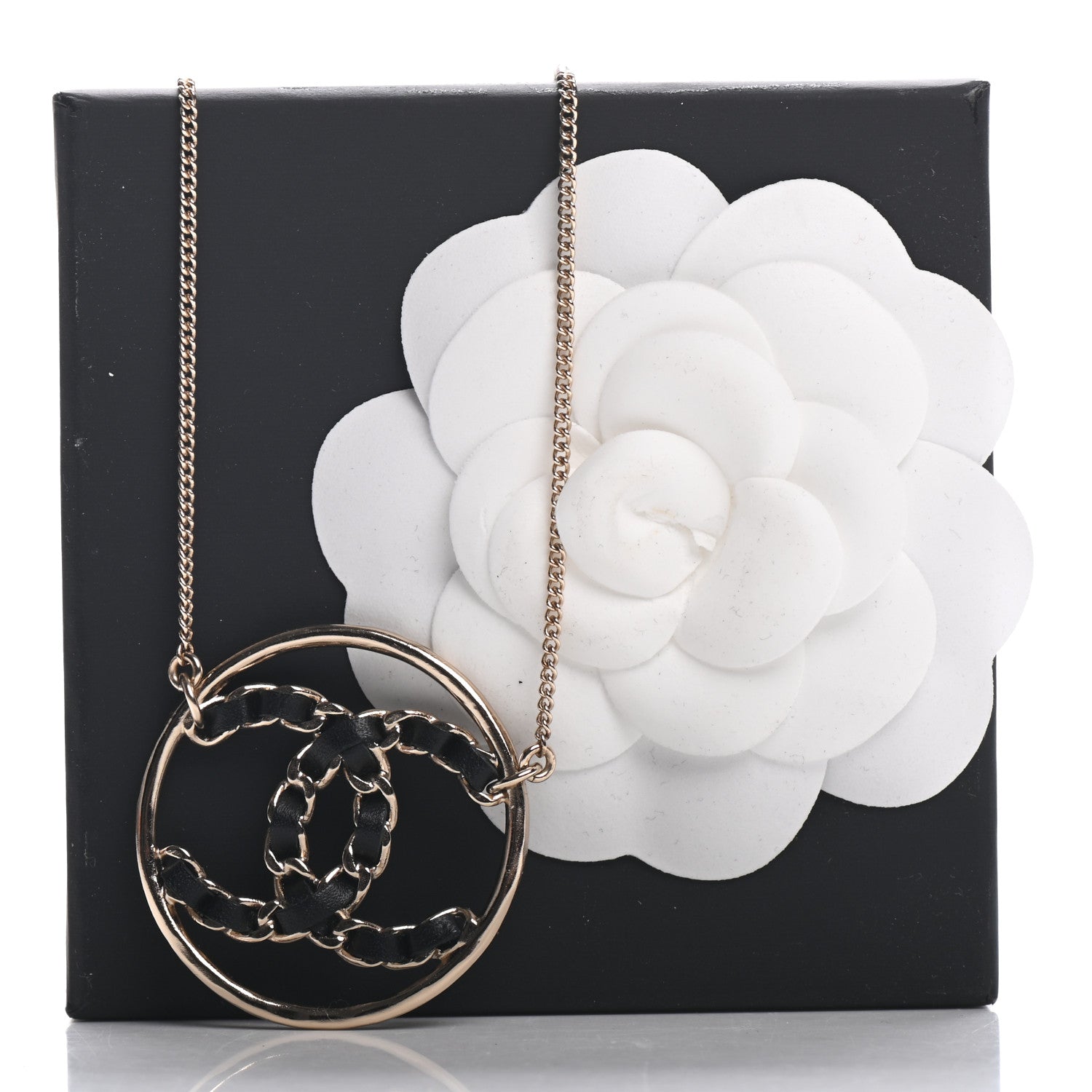 Chanel Lambskin CC Chain Necklace Gold Black 5 of 5